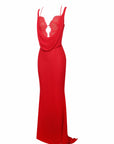 Taylor Red Chiffon Lace Maxi Dress