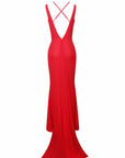 Taylor Red Chiffon Lace Maxi Dress
