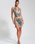 Shiema Silver Mesh Top