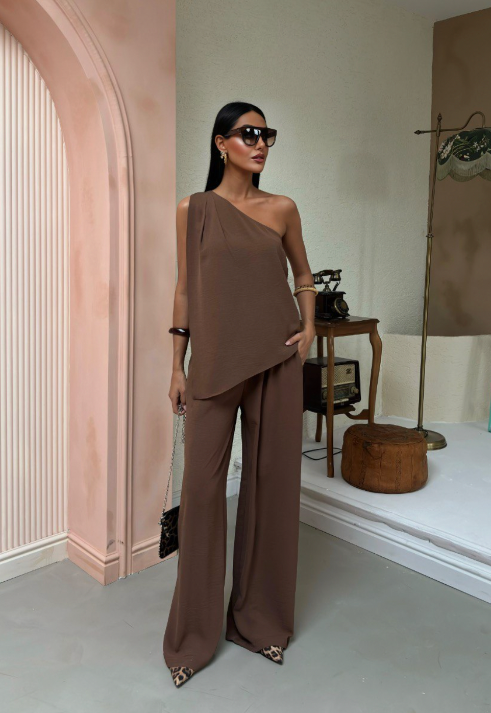 Janie One-Shoulder Top & Relaxed Pant Set