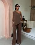 Janie One-Shoulder Top & Relaxed Pant Set