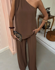 Janie One-Shoulder Top & Relaxed Pant Set