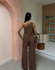 Janie One-Shoulder Top & Relaxed Pant Set