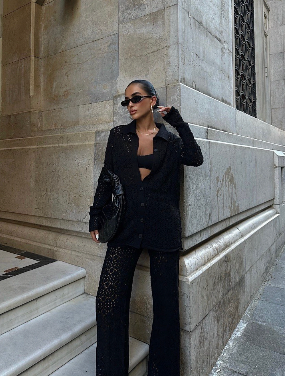 Chiara Lace Knit Pant Set