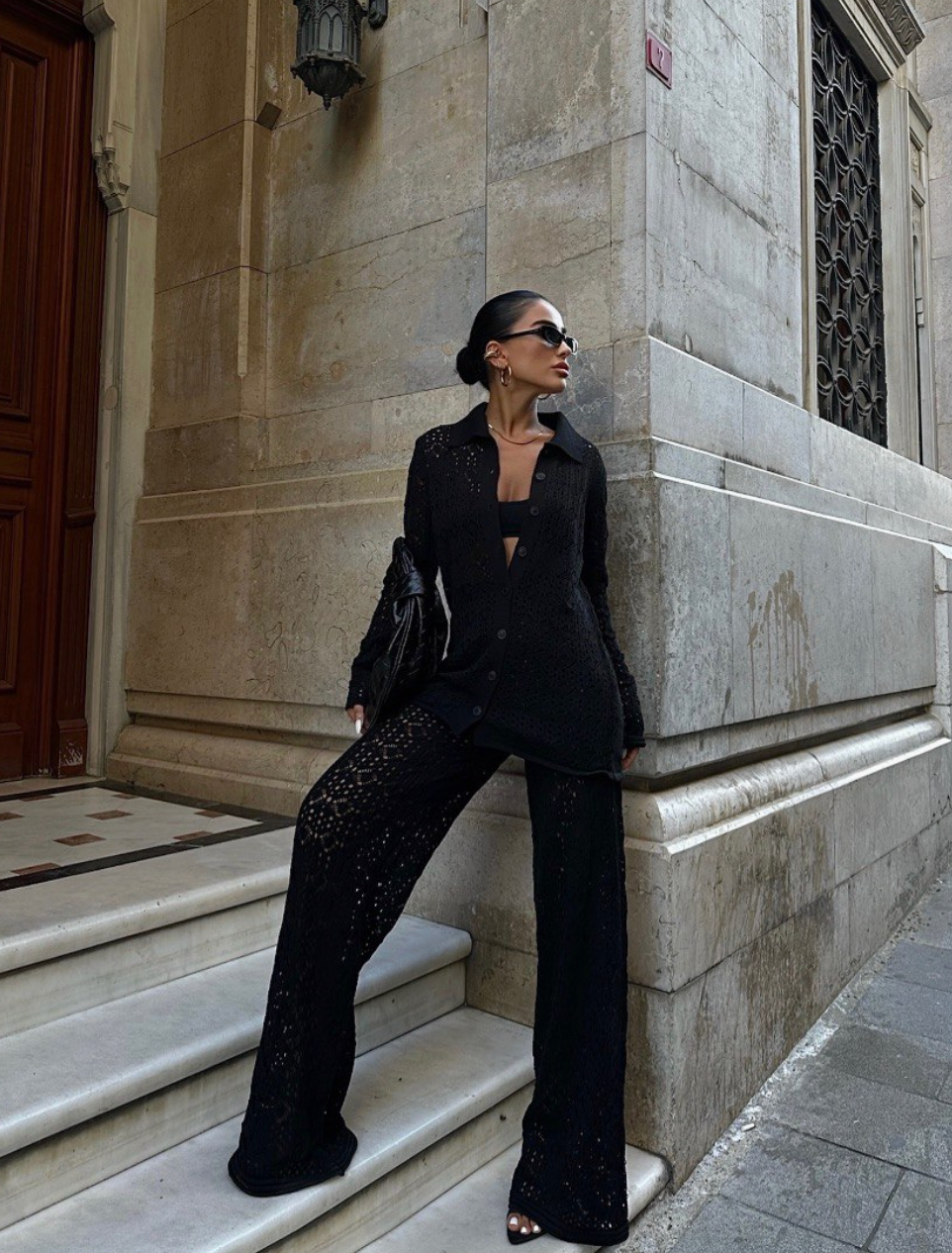 Chiara Lace Knit Pant Set