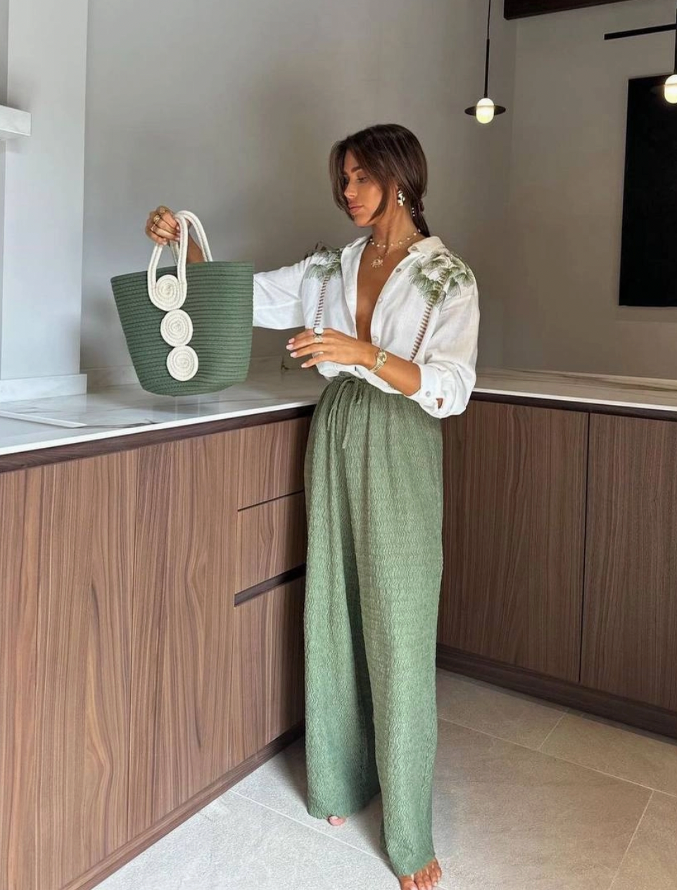 Dana Palm Tree Pant Set