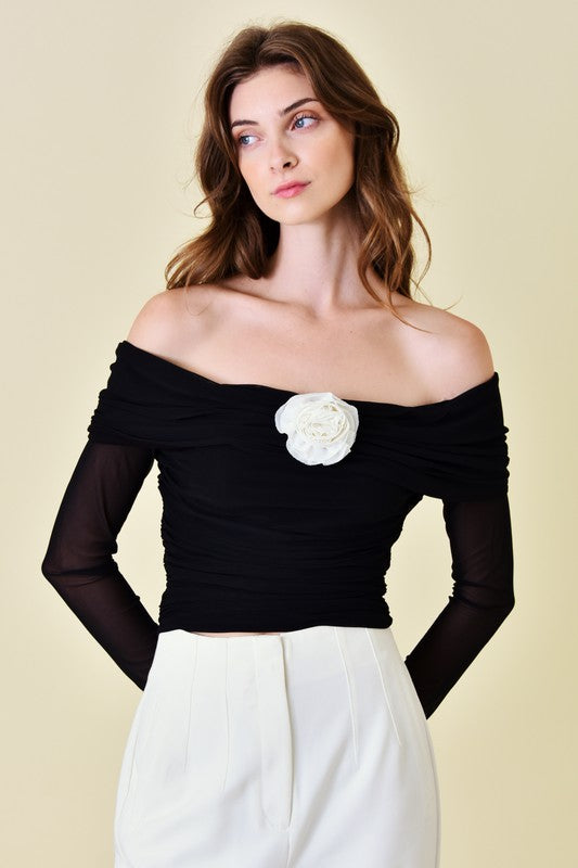 Rosette Off Shoulder Top