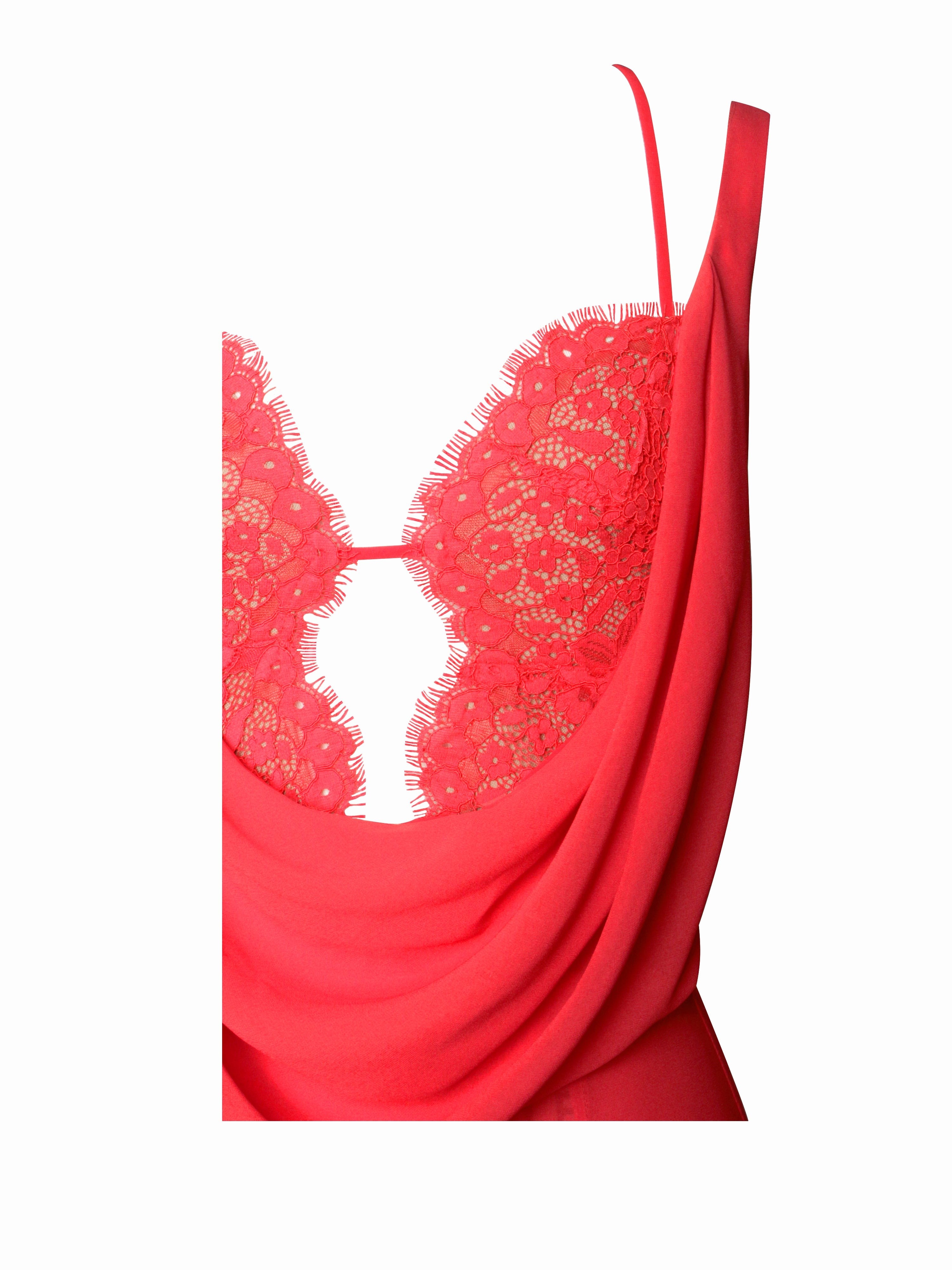 Taylor Red Chiffon Lace Maxi Dress