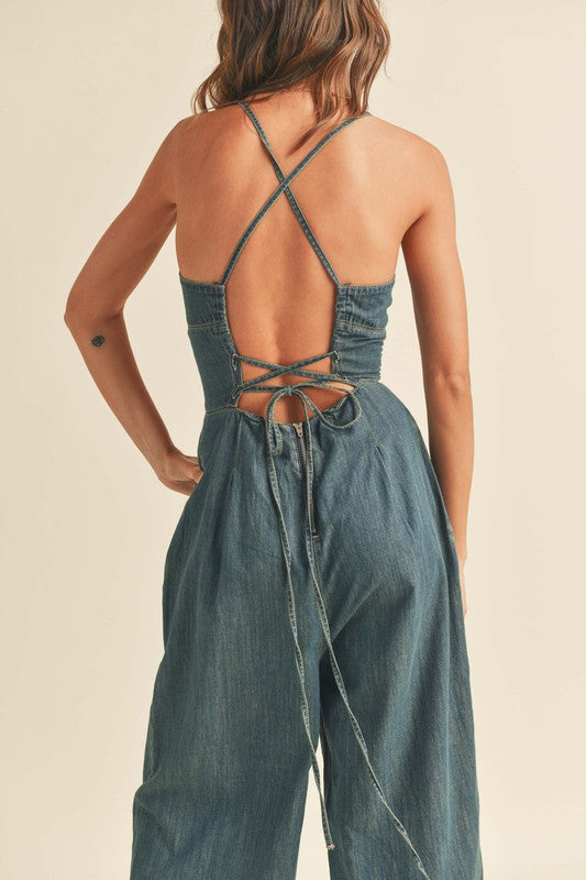 Amber Washed Denim Jumpsuit